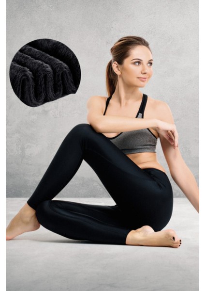 Kadın Siyah Içi Peluş Kışlık Termal Tayt