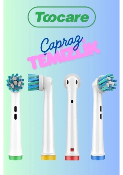 Oral-B Şarjlı ve Pilli Diş Fırçası Uyumlu 4 Adet Muadil Cross Action Yedek Başlık