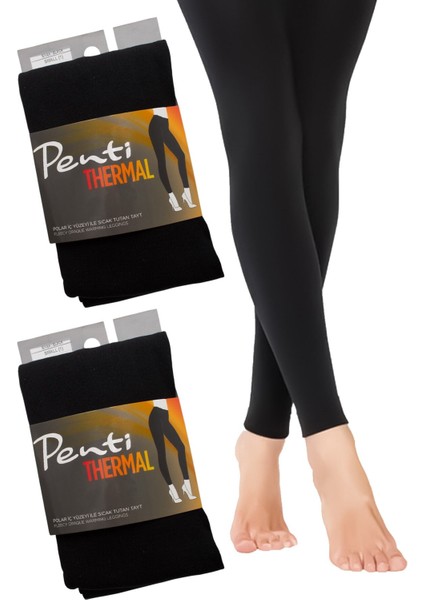 Termal 2'li Kadın Siyah Içi Polar Esnek Tayt