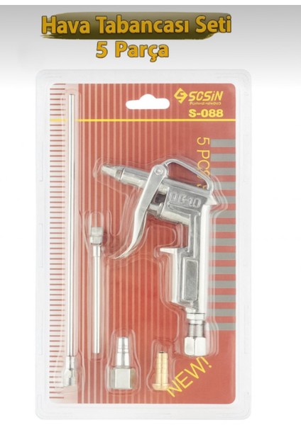 Sosın Profesyonel Hava Üfleme Kompresör Tabancası Seti 5 Parça