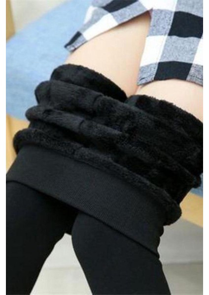 25620-KADIN Siyah Içi Peluş Kışlık Termal Tayt