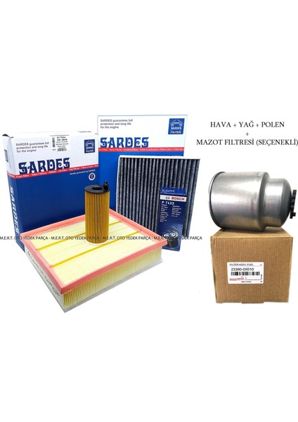 Toyota Verso 1.6 D-4d Dizel Filtre Bakım Seti (2013-2017)