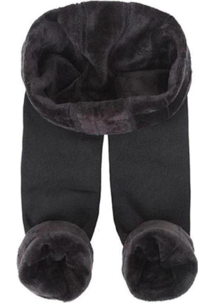 Kadın Siyah Termal Peluş Tayt 9020