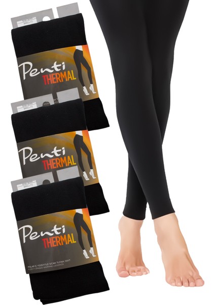 Termal 3'lü Kadın Siyah Içi Polar Esnek Tayt