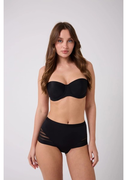 Freshness 1032 Lazer Kesim Tül Boxer Korse - Siyah - M