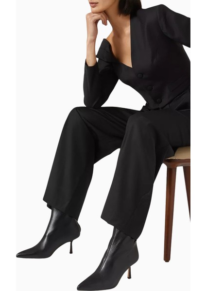 Studıo Amelıa Petra 70 Deri Sivri Burun, Orta Topuklu Fermuarlı Şık Ankle Bot fiyatları