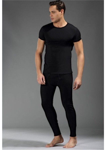 Siyah O Yaka Kısa Kol Termal Üst