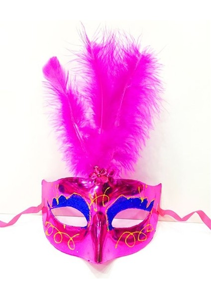 Renkli Tüylü Venedik Parti Maskesi Karışık Renk 12 Adet fiyatları