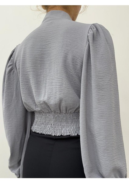 Gri Balon Kol Bluz fırsatları