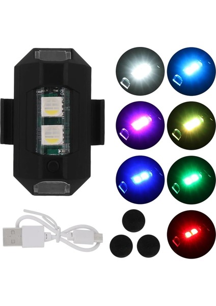 7 Renkli Şarjlı Mini LED Çakarlı Lamba Bisiklet Motosiklet Drone Için Uyarı Işığı