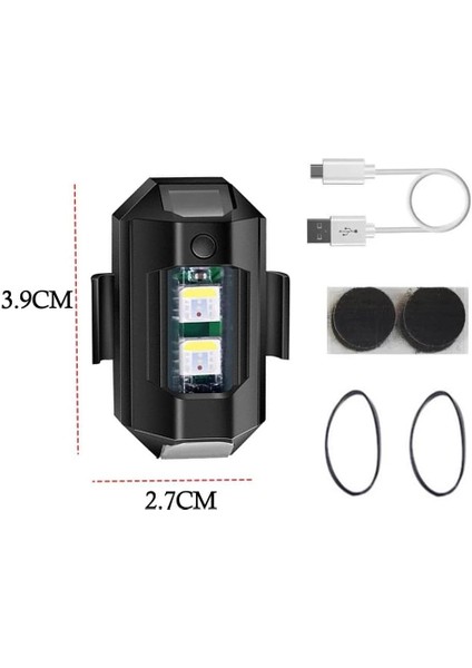 7 Renkli Şarjlı Mini LED Çakarlı Lamba Bisiklet Motosiklet Drone Için Uyarı Işığı