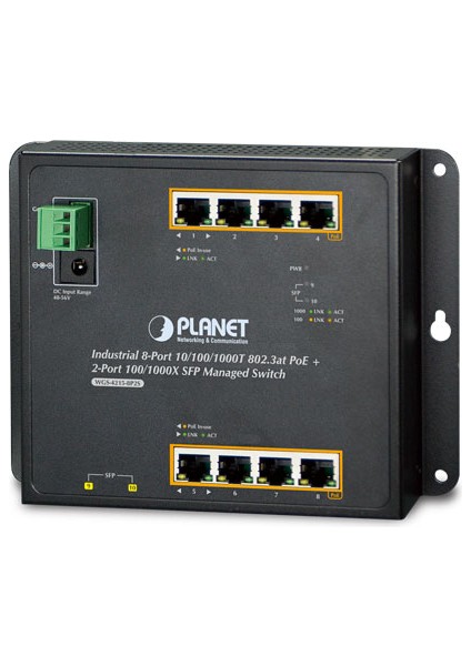 Endüstriyel Duvar Tip Yönetilebilir Switch (Industrial Flat-Type Managed Switch)&lt;br&gt; 8 x 10/100/1000T 802.3AT/AF Poe+ Injector (Poe Güç Bütçesi MAKS.200 Watt)&lt;br&gt; 2 x 100/1000X Sfp&lt;b