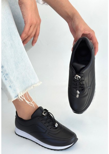 Beyaz Tabanlı Ortopedik Topuk Dikenine Karşı Özel Üretim Bağcıklı Spor Ayakkabı Cilt Siyah Topuk Boyu 1,5 cm modelleri