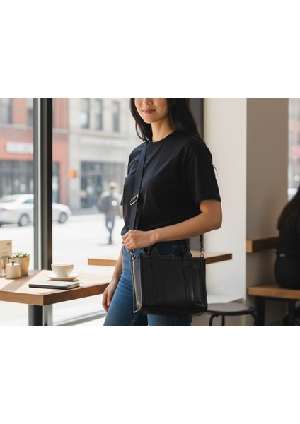 Kadın Şık Suni Deri Fermuarlı Siyah Omuz ve El Çantası fiyatları