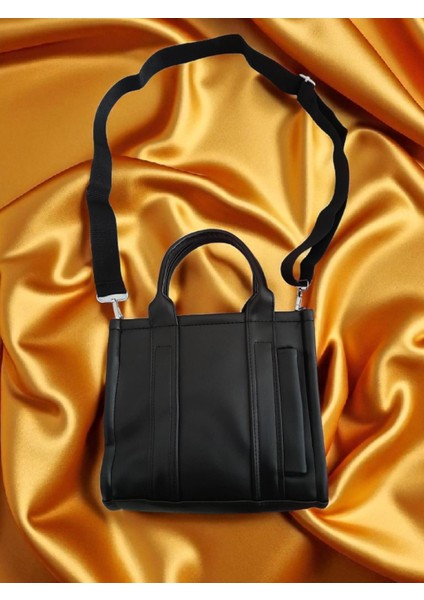 Kadın Şık Suni Deri Fermuarlı Siyah Omuz ve El Çantası fırsatları