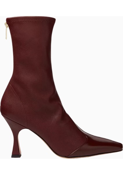 Studıo Amelıa Maverick 90 Nappa Deri Kare Burun, Elastik Arkalı Victorian Topuklu Ankle Bot