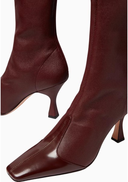 Studıo Amelıa Maverick 90 Nappa Deri Kare Burun, Elastik Arkalı Victorian Topuklu Ankle Bot fırsatları