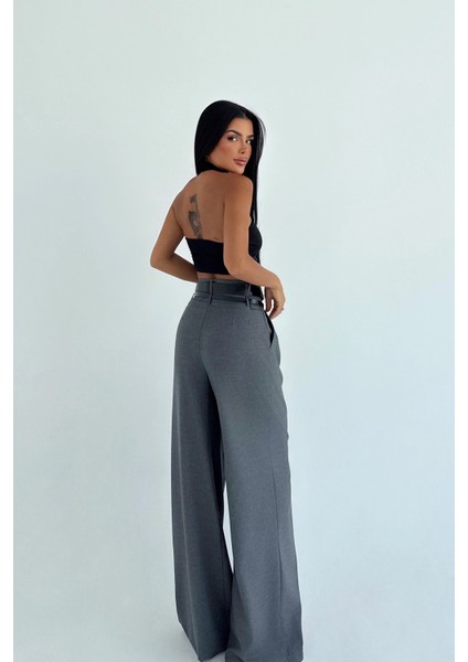 Gri Zarif Palazzo Pantolon modelleri