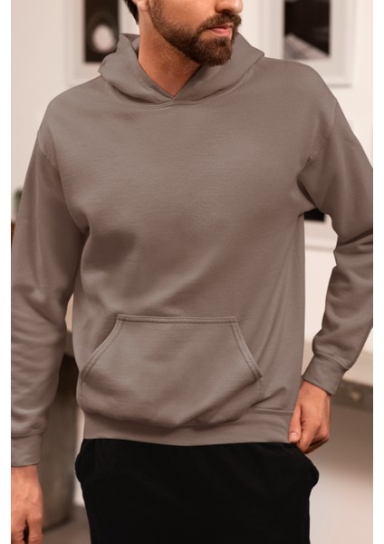 Wisipi Erkek Oversize Kapüşonlu Sweatshirt | Baskısız – Spor & Günlük Kullanım