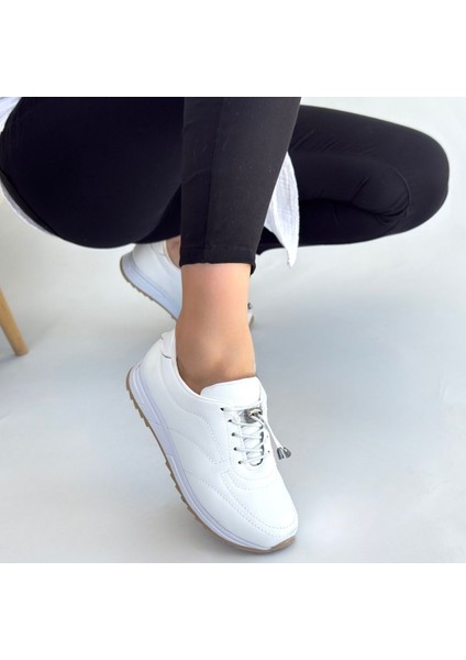 Beyaz Tabanlı Ortopedik Topuk Dikenine Karşı Özel Üretim Bağcıklı Spor Ayakkabı Cilt Beyaz Topuk Boyu 1,5 cm fırsatları
