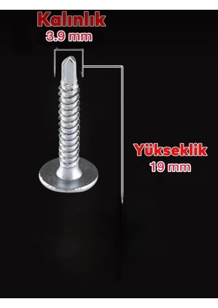 Matkap Uçlu Pul Başlı Metal Sac Vidası 3.9X19 mm (250 Adet fiyatları