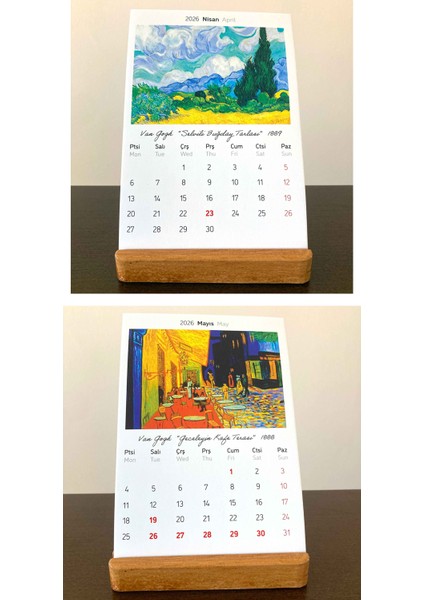 2026 Masa Takvimi, Ahşap Tabanlı Van Gogh Masa Takvimi modelleri