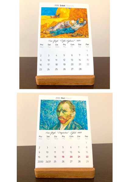 2026 Masa Takvimi, Ahşap Tabanlı Van Gogh Masa Takvimi fırsatları