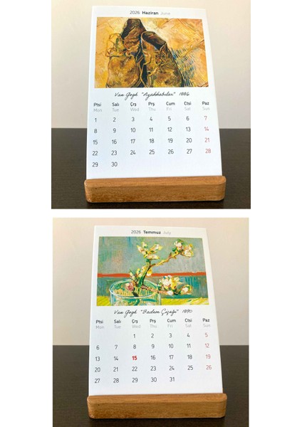 2026 Masa Takvimi, Ahşap Tabanlı Van Gogh Masa Takvimi indirimleri