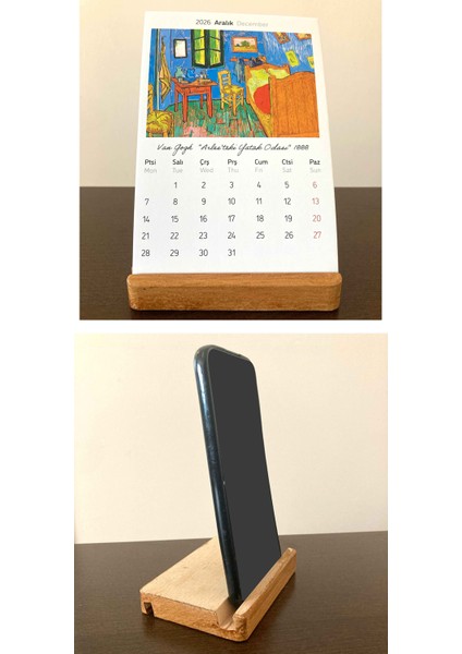 2026 Masa Takvimi, Ahşap Tabanlı Van Gogh Masa Takvimi