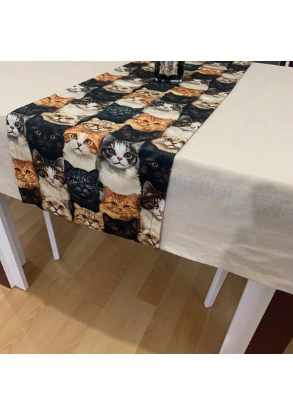 Kedi Desenli, Yüksek Kaliteli Dijital Baskılı Runner, Dayanıklı, Modern Tasarım 40X150 cm indirimleri