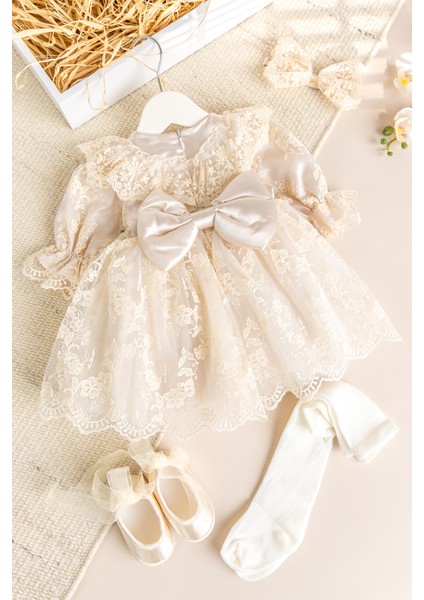 Güpürlü 4'lü Kız Bebek Mevlüt Elbise Seti fırsatları