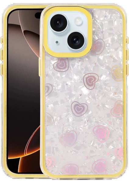 Apple iPhone 15 Lumi Desenli Kapak - SARI-(5796)