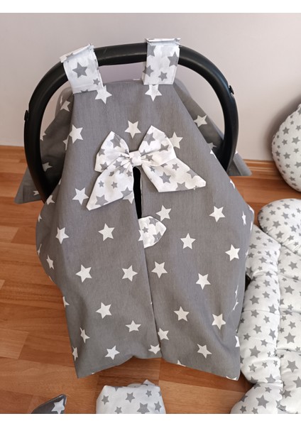 Gri Beyaz Yıldız Oval Yataklı 13 Parça Babynest Seti fiyatları