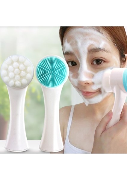 Nano Ultra Yumuşak Yüz Temizleme Fırçası Siyah Nokta Gözenek Temizleyici Aparat Çift Başlıklı