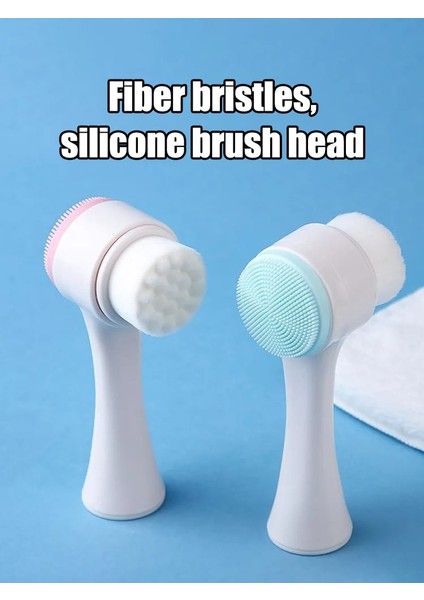 Nano Ultra Yumuşak Yüz Temizleme Fırçası Siyah Nokta Gözenek Temizleyici Aparat Çift Başlıklı