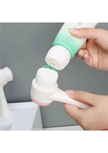 Nano Ultra Yumuşak Yüz Temizleme Fırçası Siyah Nokta Gözenek Temizleyici Aparat Çift Başlıklı