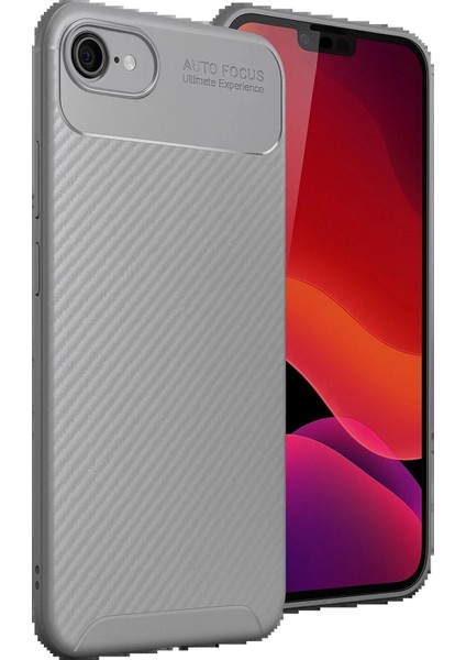 iPhone 16E Kılıf Auto Focus Karbon Kapak - GRI-(5796)