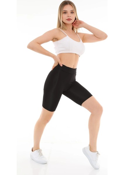 Derya Kurşun Parlak Diz Üstü Biker Tayt 0596 modelleri