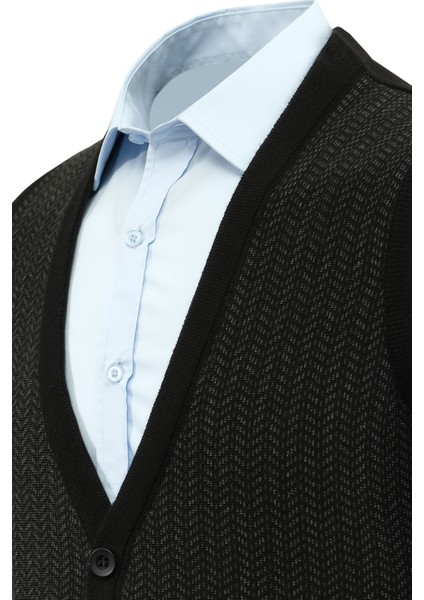 Erkek Düğmeli Yelek Cepli Desenli Çelik Örgü Klasik Kalıp - 5212L modelleri