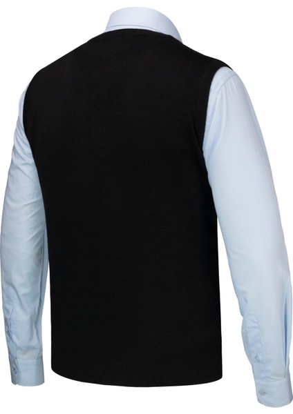 Erkek Düğmeli Yelek Cepli Desenli Çelik Örgü Klasik Kalıp - 5212L fırsatları