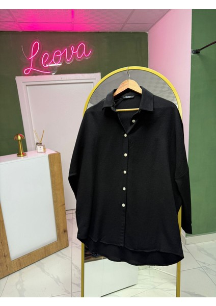Oversize Siyah Gömlek
