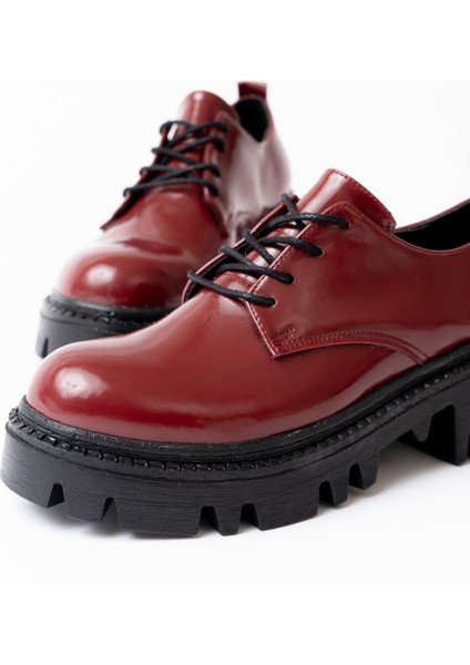 868-754 Bordo Rugan Bağcıklı Günlük Yüksek Tabanlı Loafer Ayakkabı indirimleri