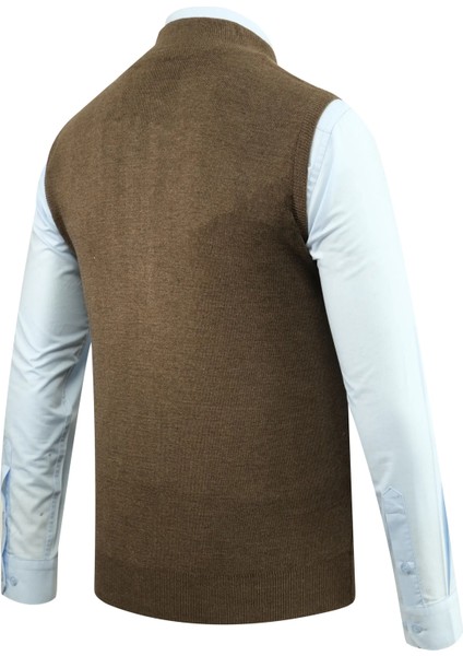 Erkek Fermuarlı Triko Yelek Çelik Örgü Desenli Cepli Klasik Kalıp - 5209J fırsatları