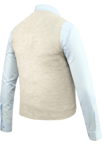 Erkek Düğmeli Yelek Cepsiz Desenli Çelik Örgü Klasik Kalıp - 5211LS fırsatları