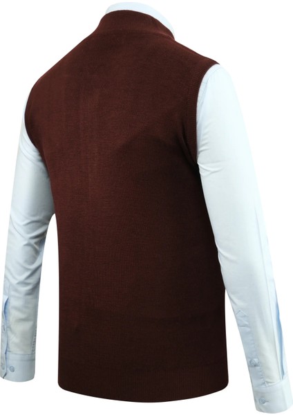 Erkek Fermuarlı Triko Yelek Çelik Örgü Desenli Cepli Klasik Kalıp - 5209J fırsatları