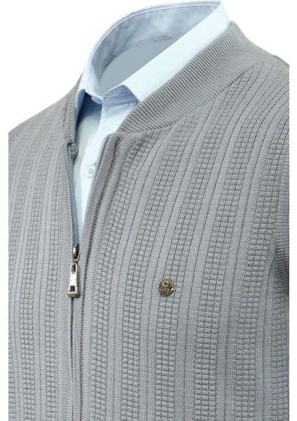 Erkek Fermuarlı Triko Yelek Çelik Örgü Desenli Cepli Klasik Kalıp - 5209J modelleri