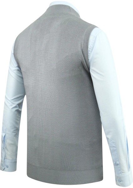 Erkek Fermuarlı Triko Yelek Çelik Örgü Desenli Cepli Klasik Kalıp - 5209J fırsatları