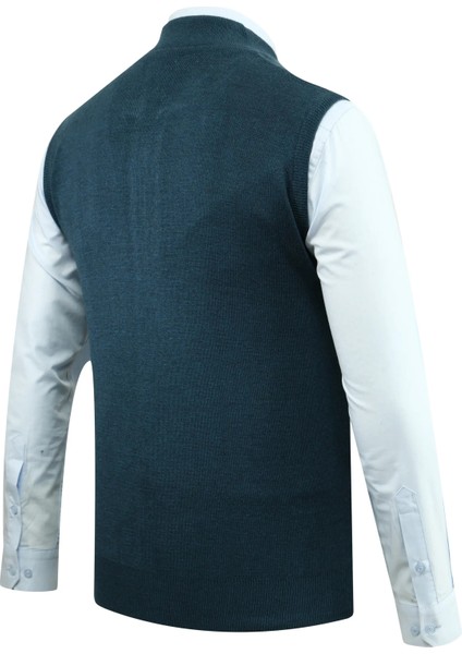 Erkek Fermuarlı Triko Yelek Çelik Örgü Desenli Cepli Klasik Kalıp - 5209J fırsatları