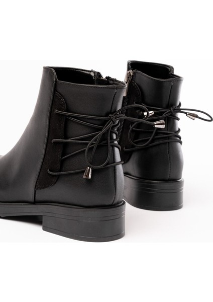 165-209 Siyah Arka Bağcık Aksesuarlı Fermuarlı Günlük Kadın Bot fırsatları