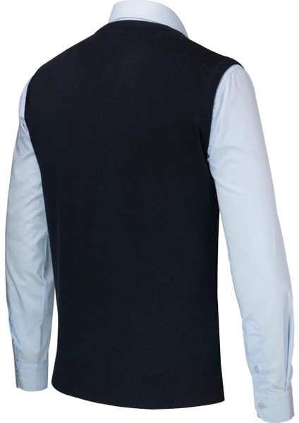 Erkek Düğmeli Yelek Cepli Desenli Çelik Örgü Klasik Kalıp - 5212L fırsatları